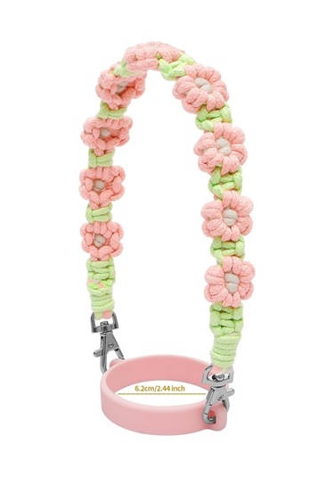 16-40 Oz Stanley Kupa Kordon Silikon Döngü Boho Papatya Sevimli Çiçek El Dokuma Kupa Kapağı Yeşil