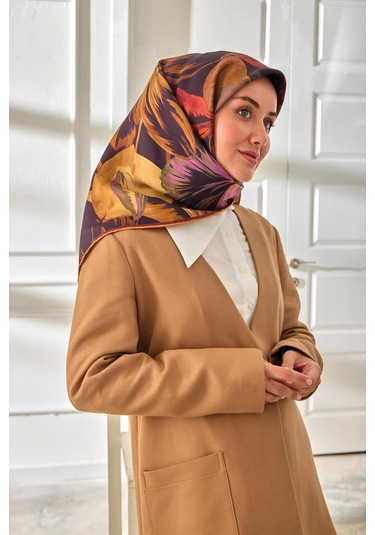 Silk Home Twill İpek Eşarp 11480-41 Patlıcan Moru, Lila, Taba, Yeşil, Hardal