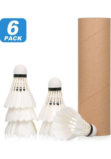 Vkemall 6 Adet Kork Baslı Plastik Badminton Topları - Beyaz/sarı Seçenekli Konik Paket