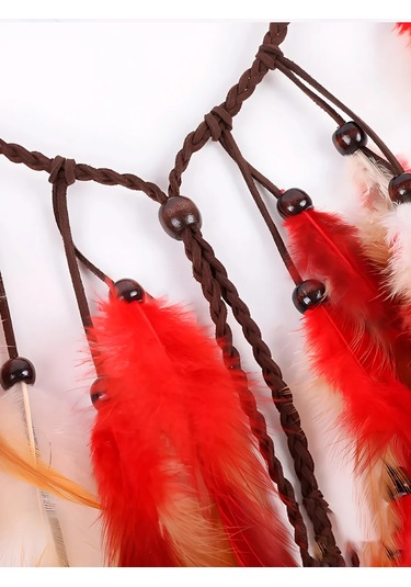 Fashion Jewelry Bohostil Tika Tüyü Saç Aksesuarı 454151998 Kırmızı