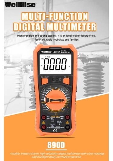 Wellhise Vc890d Ölçü Aleti Multimetre Avometre Nvc Işıklı Ekran El Feneri True Rms