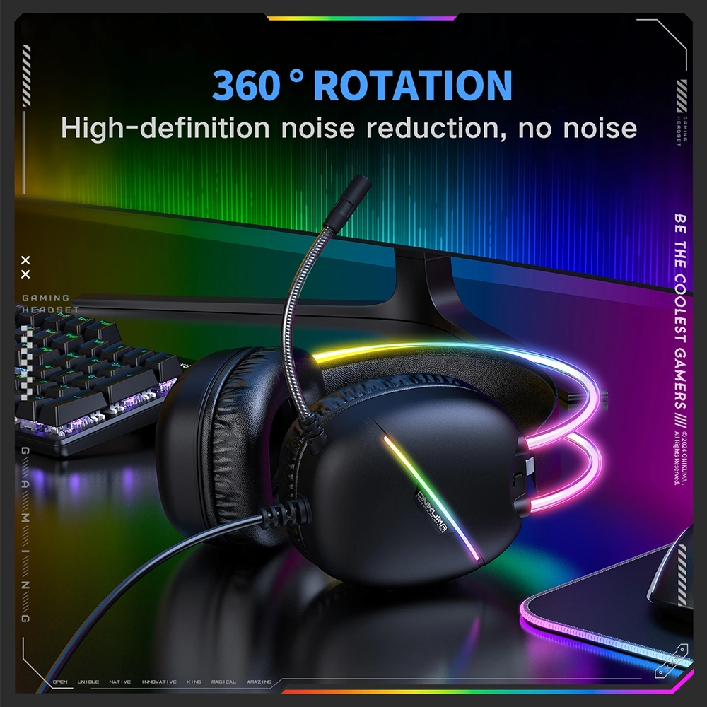 Sones Onıkuma X33 Baş Üstü Rgb Işıklı E-spor Oyuncu Kulaklığı, Kablo Uzunluğu: 2 M