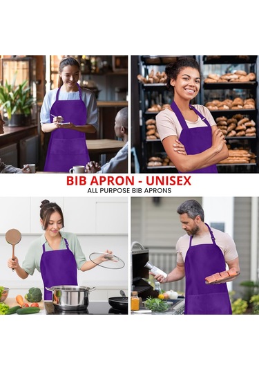 10 Paket 2 Cepli Ayarlanabilir Önlük, Su Ve Yağa Dayanıklı Mor, 10 Paket Diğer