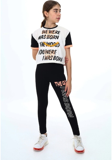 Eftelya Kız Çocuk Taytlı - Crop - Bloklu - Alt - Üst Takım 9 -14 Yaş 8006 001