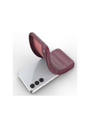 Samsung Galaxy Uyumlu A15 Kılıf Optimum Lens Çerçeveli Silikon Kapak Bordo