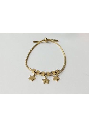 Kadın Çelik Yıldız Sallantılı Altın Renk Bileklik Çelik