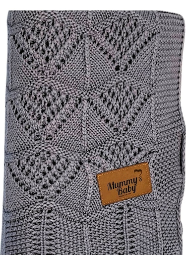 Mummy's Baby Tencel Örgü Dantel Desen Bebek Battaniyesi 80 100 Gri