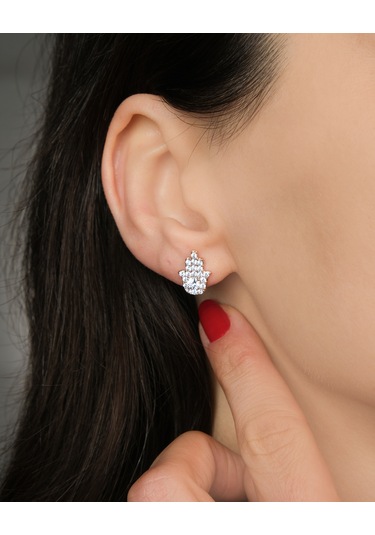 Lekka Design Kadın Kararmaz Çelik Lüks Zirkon Taşlı Fatma Ana Eli Küpe