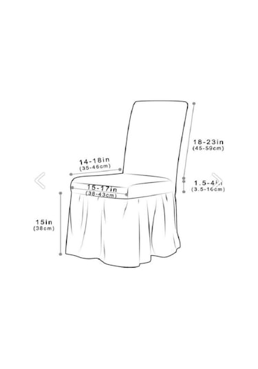 Şal Desen Jakarlı Etekli Sandalye Örtüsü, Kılıfı 6 Adet Taş Gri Taş Gri