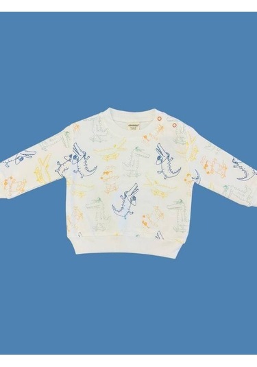 Cantoy Erkek Bebek Dinazor Desenli Sweatshirt-15354 Ekru