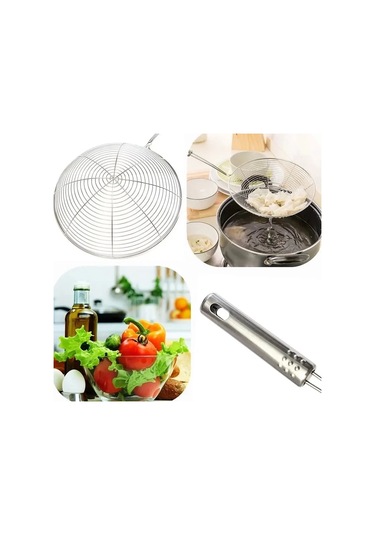 Mybru Metal Kevgir, Kızartma Haşlama Süzgeci Orta Boy Çok Renkli