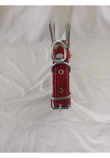 Büyük Irk Çift U Çivili Dikenli Korumalı Köpek Tasması Bordo