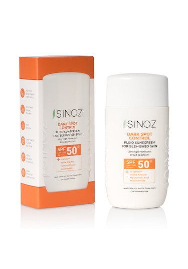Sinoz Koyu Cilt Lekelerine Etkili Sıvı Yüz Güneş Kremi Hibrit Formül PA++++ SPF50+ 50 ML