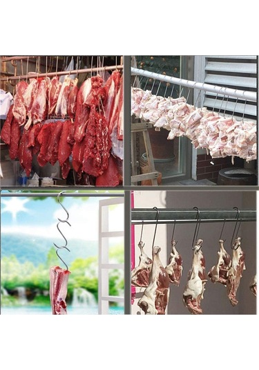 Konesam 304 Paslanmaz Çelik Et Asma Kancaları, Gıda Seviyesi, 13 Cm, 20 Adet, Dayanıklı, Plaster Duvar Uyumlu, Kolay Takım