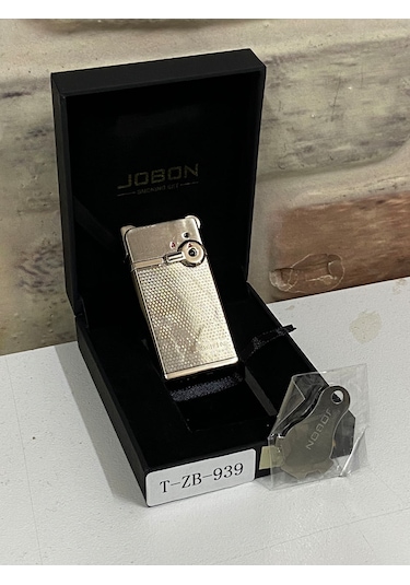 Jobon Çift Ateşlemeli Gaz Açıp Kapatmalı Gri Renk Kişiye Özel Çak