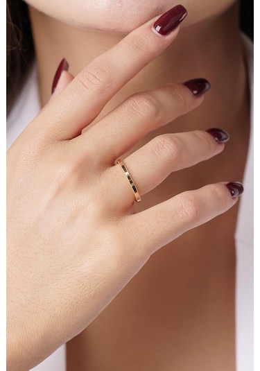 22 Ayar Görünümlü 14 Ayar Altın Ajda Yüzük Yzk6718 Koyu Sarı