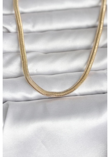 Cm 14k Gold Renk Yassı Yılan Zincir Model 45 Cm Kadın Kolye Diğer