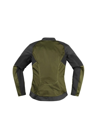 Icon Womens Overlord 3 Mesh Camo Korumalı Kadın Motosiklet Montu Siyah Yeşil