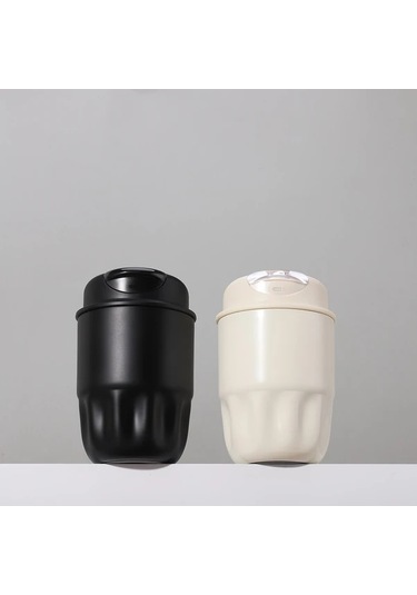 Elmpaly Siyah 260ml 316 Paslanmaz Çelik Kahve Termosu Sızdırmaz Seyahat Bardağı Sıcak Soğuk İçecekler İçin Siyah