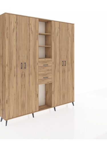 Arges Dolap 15 Raflı 2 Çekmeceli 4 Kapaklı 220x30x243 Çam-çam/çam Atlas Çam/atlas Çam