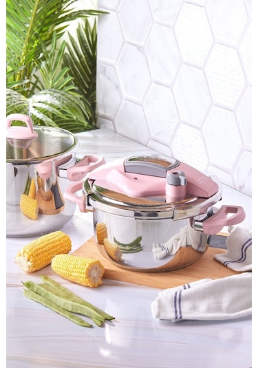 Karaca Perfect Pink İndüksiyon Tabanlı Düdüklü Tencere Seti 4+6 Lt