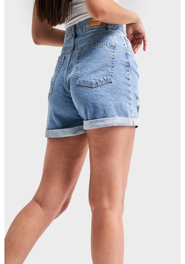 Itsbasic Yırtık Model Yüksek Bel Kot Rengi Jean Lazer İce