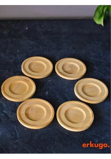 6 Adet Yuvarlak Bambu Altlık, Bardak Altlığı, Fincan Tabağı, Çay Tabağı Bambu
