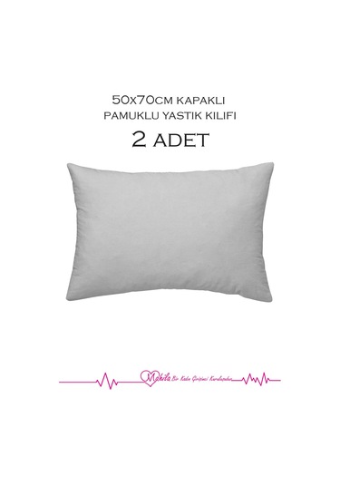 2 Adet Lüks Pamuklu Yastık Kılıfı 50x70 Kapaklı Model, Pamuklu Yastık Kılıfı Gri