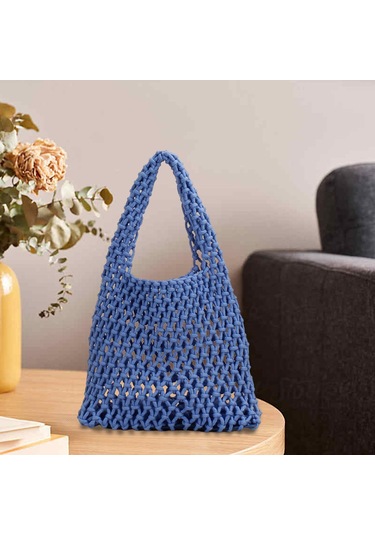 Suntek Omuz Çantası Saplı Çanta Plaj Tote Kadın Piknik Mavi Mavi