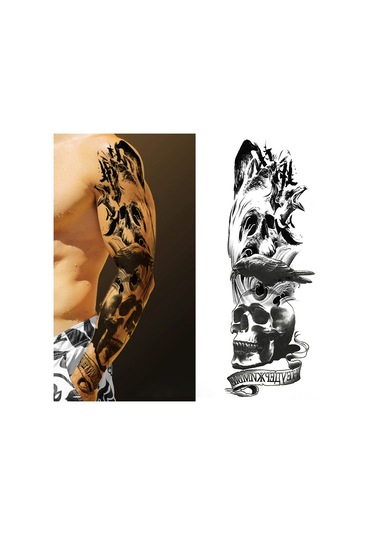 Skycity Büyük Boy Su Geçirmez Tam Kol Dövme Sticker, Gerçekçi Görünüm, Cilt Dost, Tqb-39 Modeli
