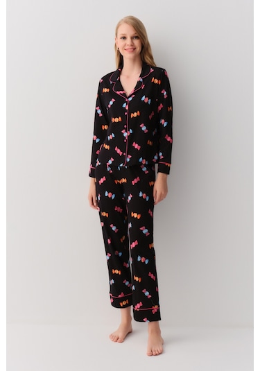 Suwen Candy Maskülen Pijama Takımı Sh26247660b911 Siyah Desenli