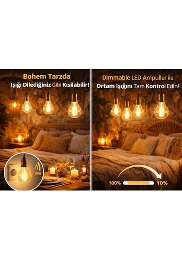 Osram Value 6,5w 60w A60 Dim Rustik Led Ampul E27 Sarı Işık - Işığı Kısılabilir Filamentli Lamba Diğer