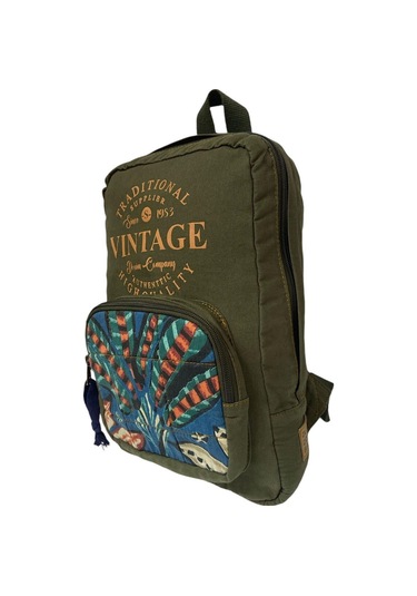 Kaliteli Mini Vintage Salaş Disayn Günlük Sırt Gezi Çantası 19 Cm X 34 Cm Haki