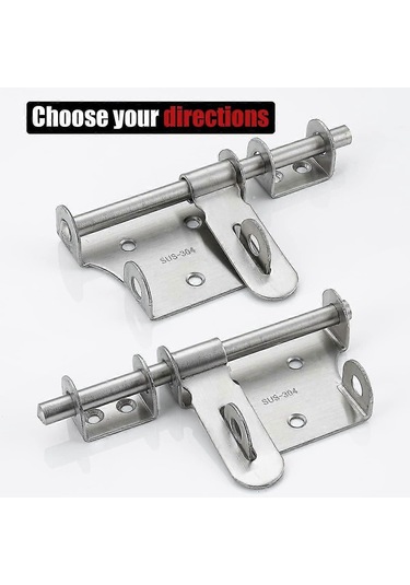 Sürgülü Kapı Mandalı 6 İnç, Kilit Delikli Kalınlaştırılmış 304 Pa