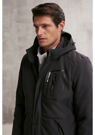 Bernard Erkek Gore-tex Su Itici Kumaş Içi Kürklü Relaxed Kapüşonlu Fermuarlı Lacivert Mont