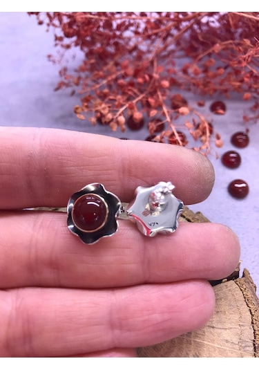 Nsa Gümüş Akik Taşlı Gümüş Küpe 925 Ayar Taş N11.10729