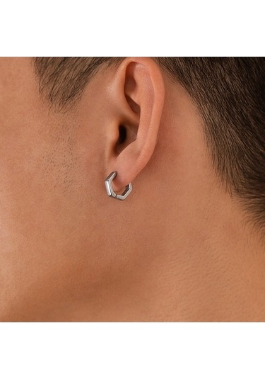 Flybuy Opk Ge936 1 Kişiselleştirilmiş Paslanmaz Çelik Geometrik Küpe, 16x14x4mm, 3g, Serin Stil, Paslanmaz Çelik Orta Boy