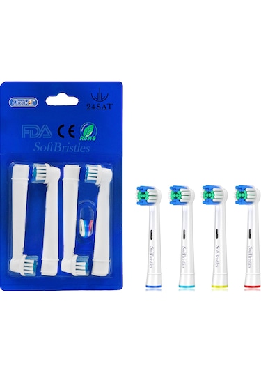 Soft Bristles Oral-B Diş Fırçasına Uyumlu Yedek Başlık 4'lü