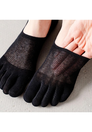 Suntek Beş Parmak Çorap Pamuklu Kaymaz İnce Koşu Siyah Siyah