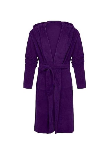 Flybuy Erkek Uzun Kapşonlu Bornoz, Sıcak Gecelik, Uzun Kollu, Rahat Desenli Mavi