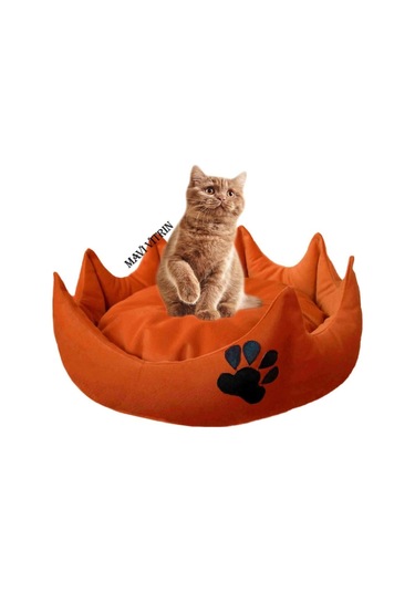 Mavi Vitrin Pati İşlemeli Ultrasoft Evcil Canlı Yatağı Yıkanabilir Kumaş 70 x 70 CM