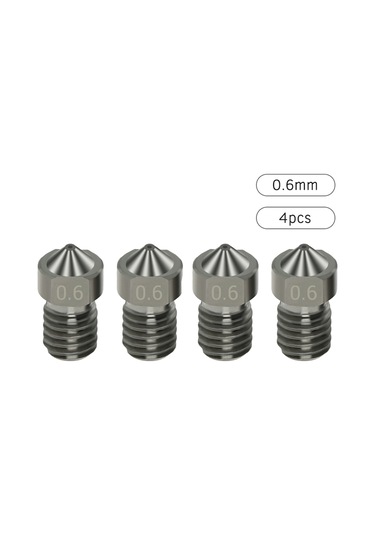 Konesam 3d Yazıcı Uyumlu 0.6mm V6 Sert Çelik Nozzle - 4 Adet, 1.75mm Filament İçin Dayanıklı Aşınma Direnci
