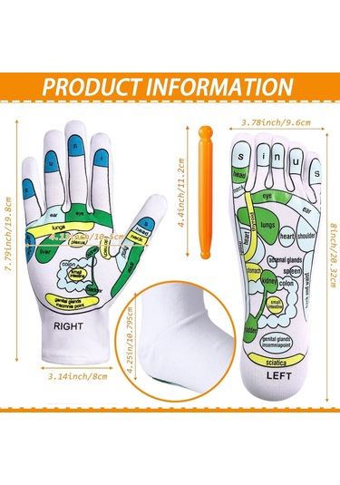 Springsun El Ve Ayak Refleksoloji Seti: Akupresür Eldiven, Çorap Ve Masaj Çubukları İle Toplum Ve Parmak Ucu Masaj Aracı Beyaz