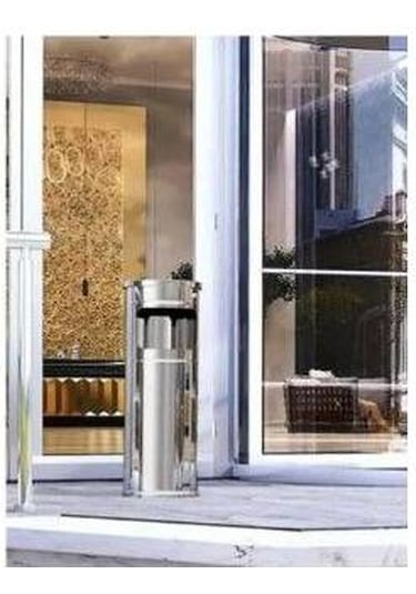 Kolon Tip Küllüklü Dış Mekan Metal Çöp Kovası 28x60 CM 9998717429