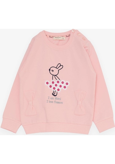 Breeze Kız Çocuk Eşofman Takım Çiçek Temalı Tavşancık Nakışlı 1-4 Yaş, Pembe-pembe Pembe