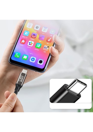 Ekılıf - Type-c To Type-c Pd3.1 Data Kablosu 240w 480mbps Qg02 0.5 Metre - Siyah - T27155 Siyah