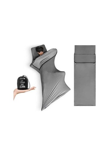 Pazly Hafif Nefes Alabilir Uyku Tulumu Astarı - Gri, Yumuşak Ve Taşınabilir Gri