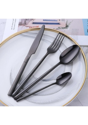 Valkyrie Çantalı Yolculuk Çatal Kaşık Bıçak Seti Kişiye Özel 1. Sınıf Paslanmaz Çelik Ofis Okul Kamp Restaurant C3404 Siyah
