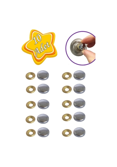 10 Adet Vida Kapatıcı Kapağı 15 Mm Metal Vida Tapası Tıpası Dekoratif Vida Gizleyici Krom