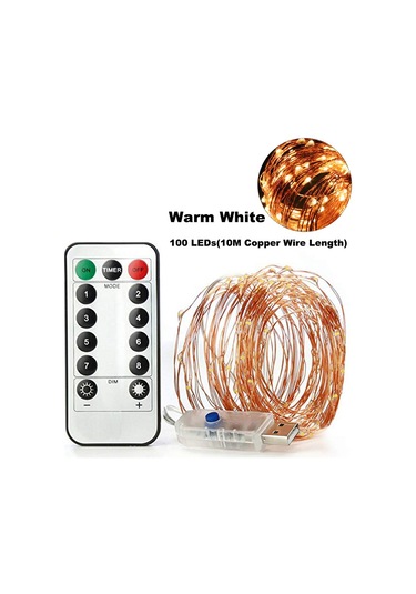 Yaozixa Usb Kumandalı 8 Modlu Led Işık Zinciri, Bakır Tel, 10m Islak Beyaz, Noel Halloween Düğün Dekorasyon Işığı Pil Dahil Değil Çok Renkli